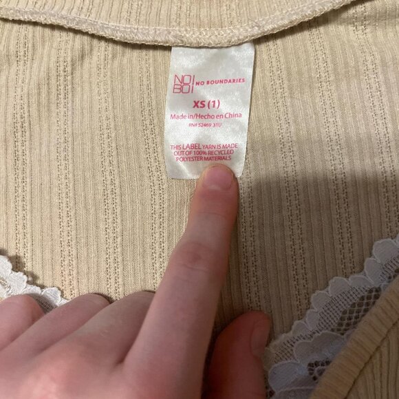 No Boundaries Women's Cream and Tan Cardigan - Picture 2 of 2